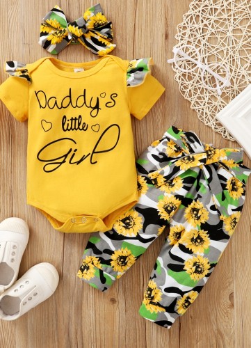 Kız Bebek Yazlık 3 Parça Çiçekli Pantolon Takım