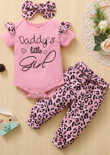 Conjunto de calças leopardo de 3 peças para bebê menina verão