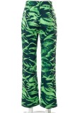 Summer Print Green Slim Trousers