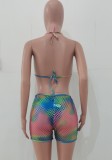 Summer Multicolor Sexy Fishnet 3 Piece Bikini Set