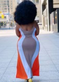 Summer Plus Size Multicolor Stripe Strap Long Dress