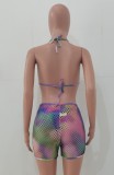 Summer Multicolor Sexy Fishnet 3 Piece Bikini Set