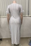 Summer Casual Plus Size Stripes Long Shirt Dress