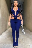 Summer Blue Sexy Cut Out Top and Matching Pants 2 Piece Set