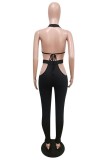 Summer Black Sexy Cut Out Top and Matching Pants 2 Piece Set