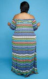 Summer Plus Size Off Shoulder Wavy Long Maxi Dress