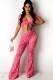 Summer Print Retro Sexy Knotted Crop Top and Matching Pants 2 Piece Set