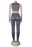 Summer White and Black Print Knotted Crop Top and Pants 2PC Set