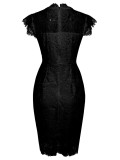 Summer Black Lace Elegant Midi Dress