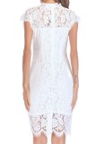 Summer White Lace Elegant Midi Dress