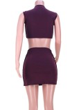 Summer Sexy Chocolate Crop Top and Slit Shorts 2PC Set