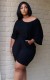 Summer Plus Size Casual Black Shirt and Shorts 2PC Set