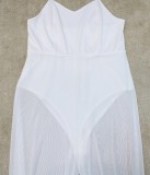 Summer Plus Size Formal White Patch Halter Jumpsuit