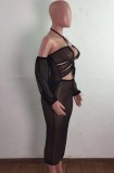 Summer Black See Through Dress Sexy Cover-Ups
