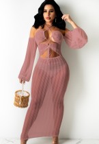 Sommer Rosa Durchsichtiges Kleid Sexy Cover-Ups