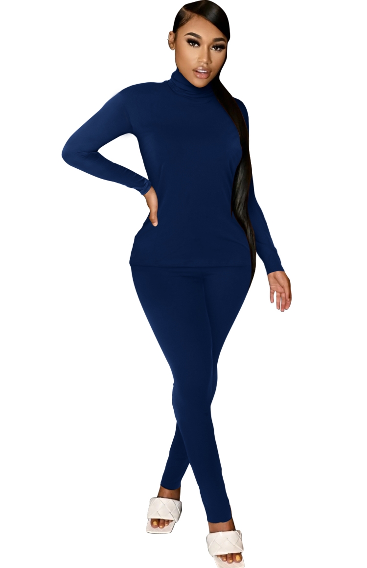 dark blue turtleneck outfit