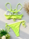 Two-Piece Green Strings Strap Swimwear