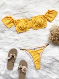 Two-Piece Yellow Ruffles Bandeau Swimwear