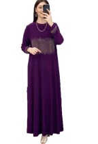 Verano Dubai árabe Oriente Medio musulmán Kaftan islámico Abaya vestido largo púrpura