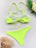 Two-Piece Green Basic Strap Swimwear