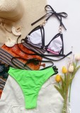 Two-Piece Color Block Hollow Out Sexy Micro Swimwear