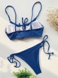 Two-Piece Blue Strings Strap Swimwear