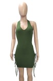 Summer Party Green Sexy Cut Out Strings Halter Bodycon Dress