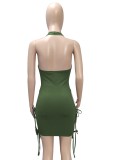 Summer Party Green Sexy Cut Out Strings Halter Bodycon Dress
