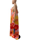 Summer Plus Size Casual Floral Strap Long Dress