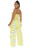 Summer Party Floral Bandeau Top and Matching Pants 2PC Set