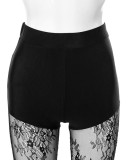 Summer Party Black Lace Patch Sexy High Waist Leggings