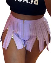 Summer Party Purple Sexy Zippers Slit Shorts