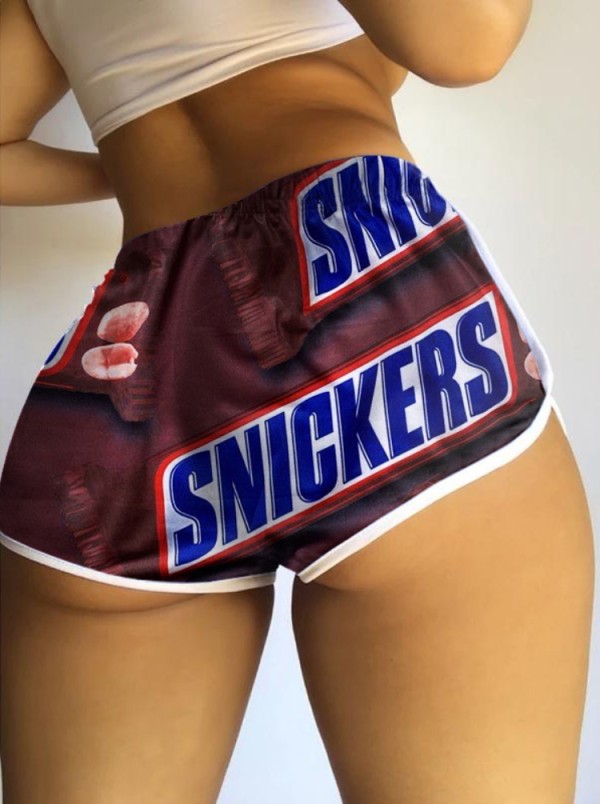 Summer Print Snack Cute Fitted Jogger Shorts