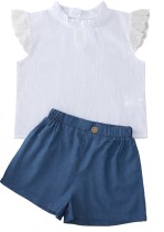 Kinder Mädchen Sommer-Set aus zweiteiligem Hemd und Shorts and
