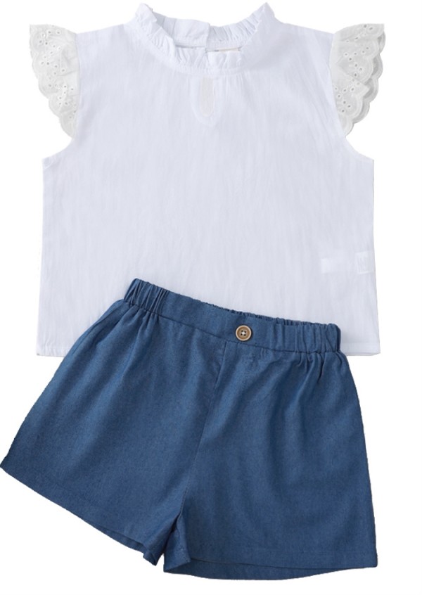 Kids Girl Summer Two Piece Shirt and Shorts Set