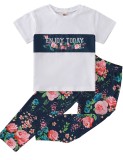 Kids Girl Summer Two Piece Print Shirt and Pants Set