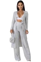 Autumn Sequin Silver Bra and Pants with Matching Overalls 3PC Set