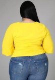 Summer Plus Size Yellow Side Strings Shirt