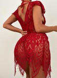 Summer Red Lace 3PC Lingerie Set