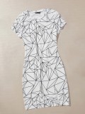 Summer Print White Short Sleeves Mini Bodycon Dress