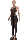 Summer Party Black Sexy Mesh Jumpsuit