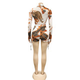 Autumn Print Retro Long Sleeve Casual Rompers