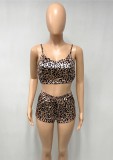 Summer Leopard Print Vest and Shorts 2PC Pajama Set