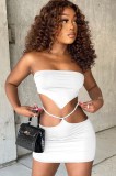 Summer Party Sexy White Tube Top and Mini Skirt Set