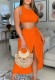 Summer Party Orange Crop Top and Irregular Long Skirt Sundress Set