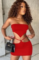 Sommerparty Sexy Rotes Tube Top und Minirock Set