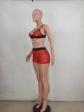 Summer Red Lace Bra and Shorts 2PC Matching Set