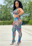 Summer Party Sexy Print Bandeau Top and Pants 2PC Set