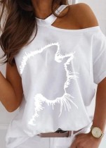 Summer Print White Cut Out Stylish Shirt