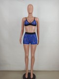 Summer Blue Lace Bra and Shorts 2PC Matching Set